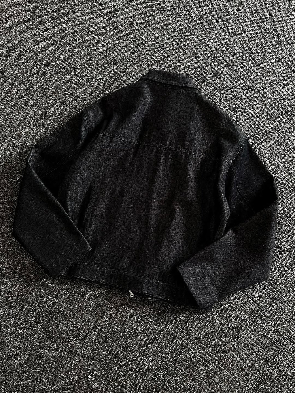 Black Denim Jacket with Fireman Buckles