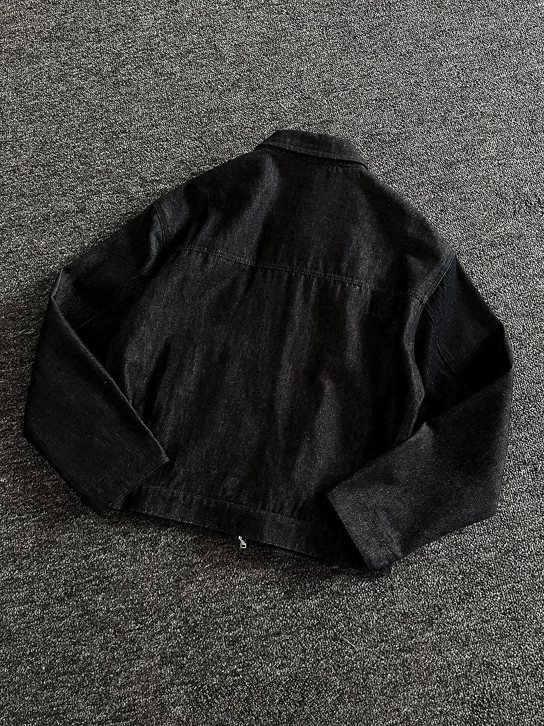 Black Denim Jacket with Fireman Buckles