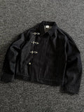 Black Denim Jacket with Fireman Buckles