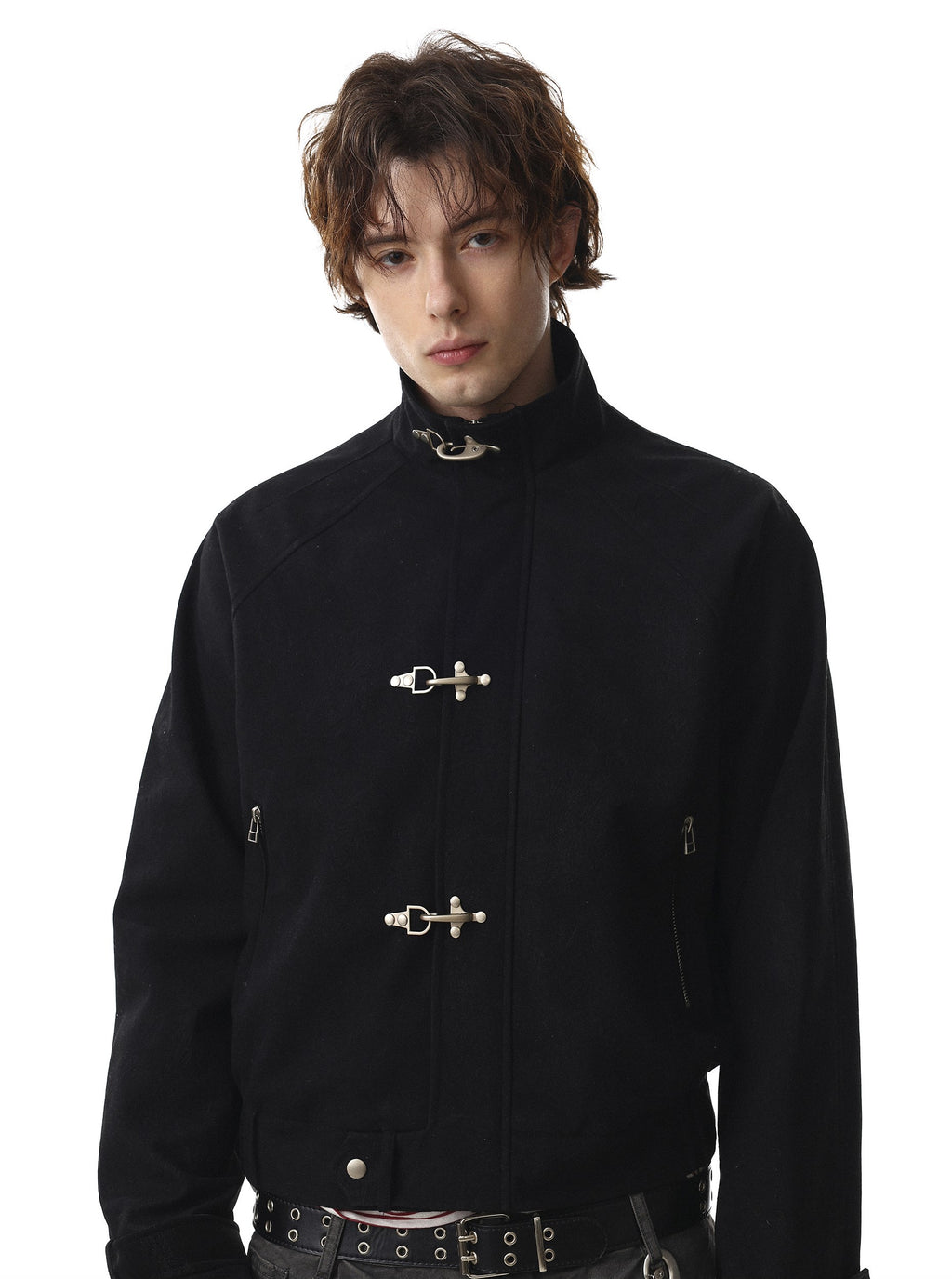 Vintage Jacquard Fireman Jacket with Metal Lobster Clasps
