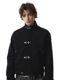 Vintage Jacquard Fireman Jacket with Metal Lobster Clasps