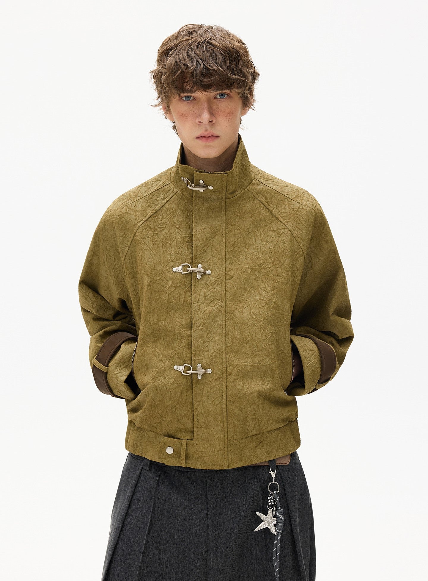 Vintage Jacquard Fireman Jacket with Metal Lobster Clasps