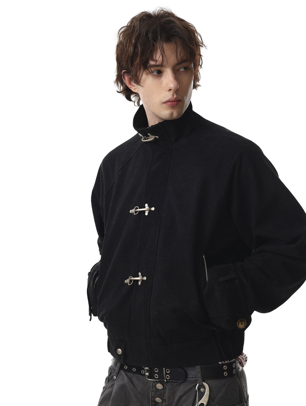 Vintage Jacquard Fireman Jacket with Metal Lobster Clasps