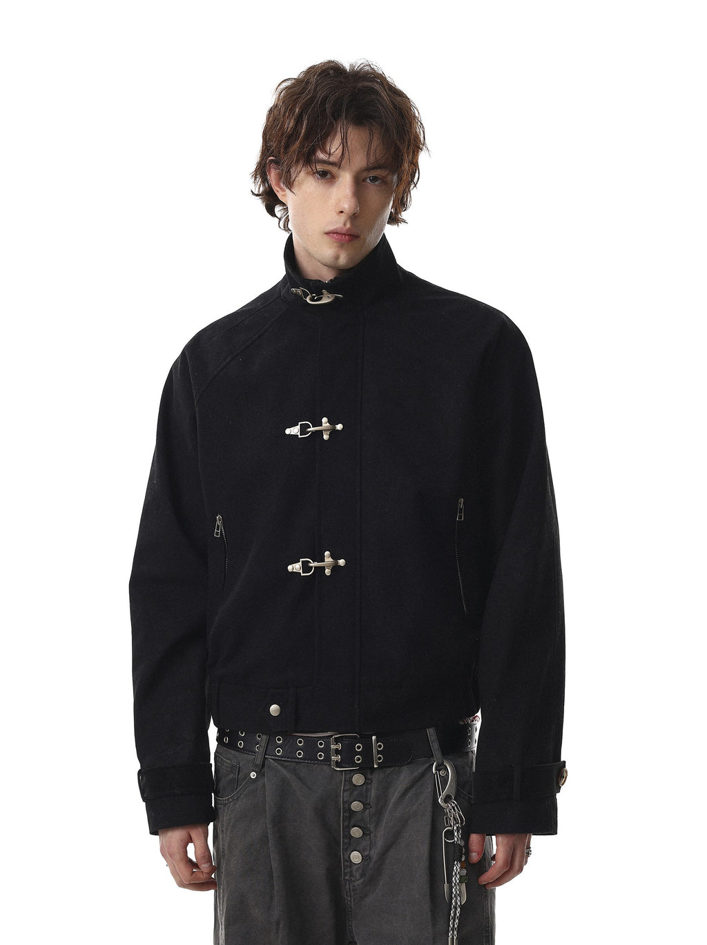 Vintage Jacquard Fireman Jacket with Metal Lobster Clasps