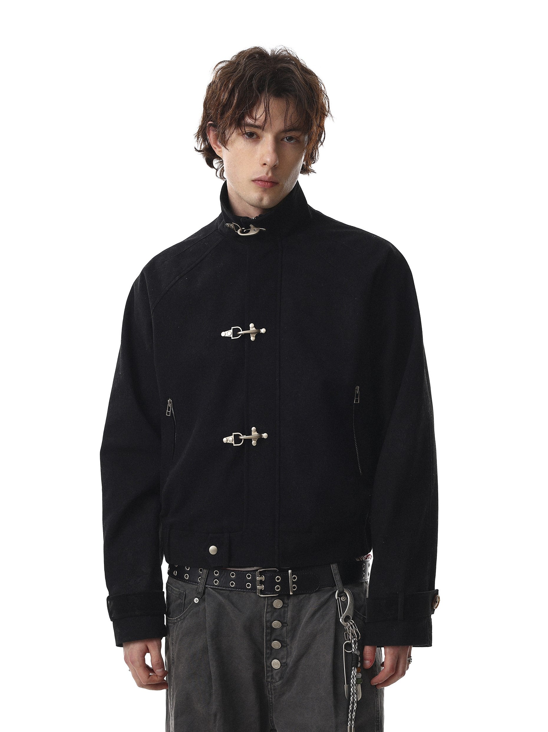 Vintage Jacquard Fireman Jacket with Metal Lobster Clasps