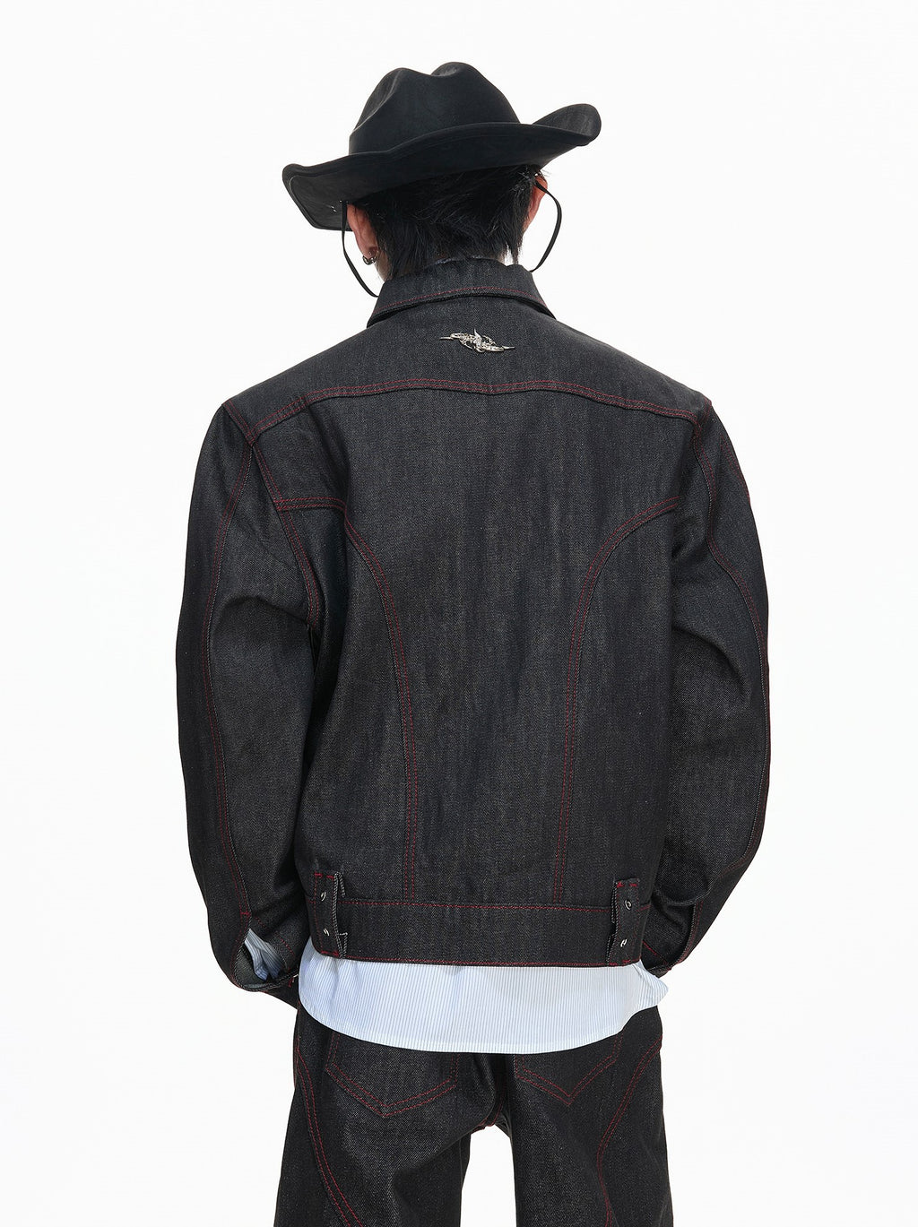 Deconstructed Denim Work Jacket with Lobster Clasp Closures