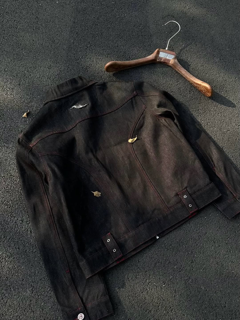 Deconstructed Denim Work Jacket with Lobster Clasp Closures