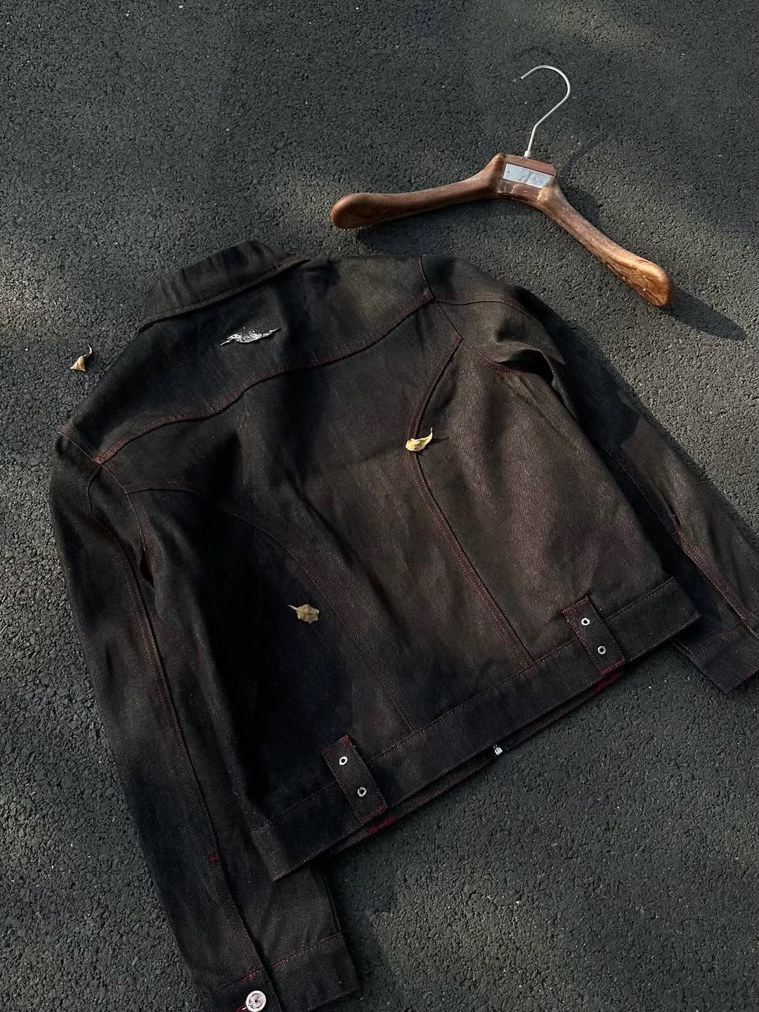 Deconstructed Denim Work Jacket with Lobster Clasp Closures