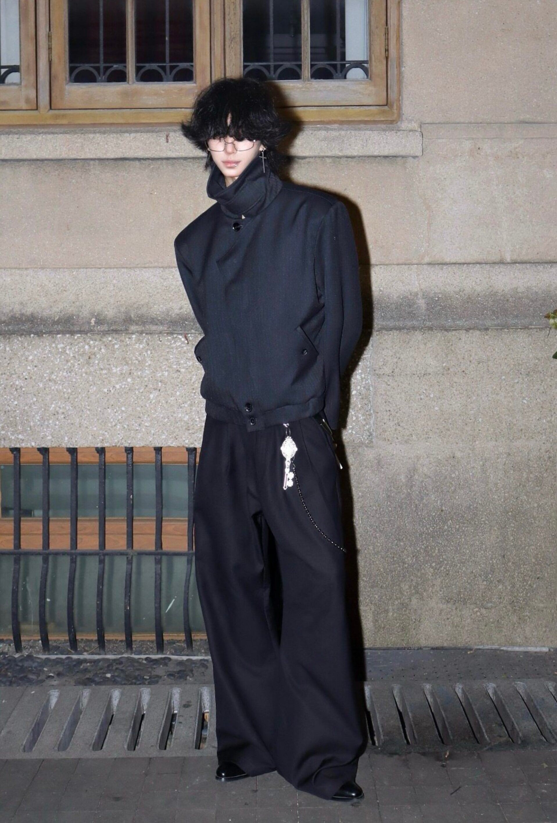 Asymmetric High Neck Cropped Jacket