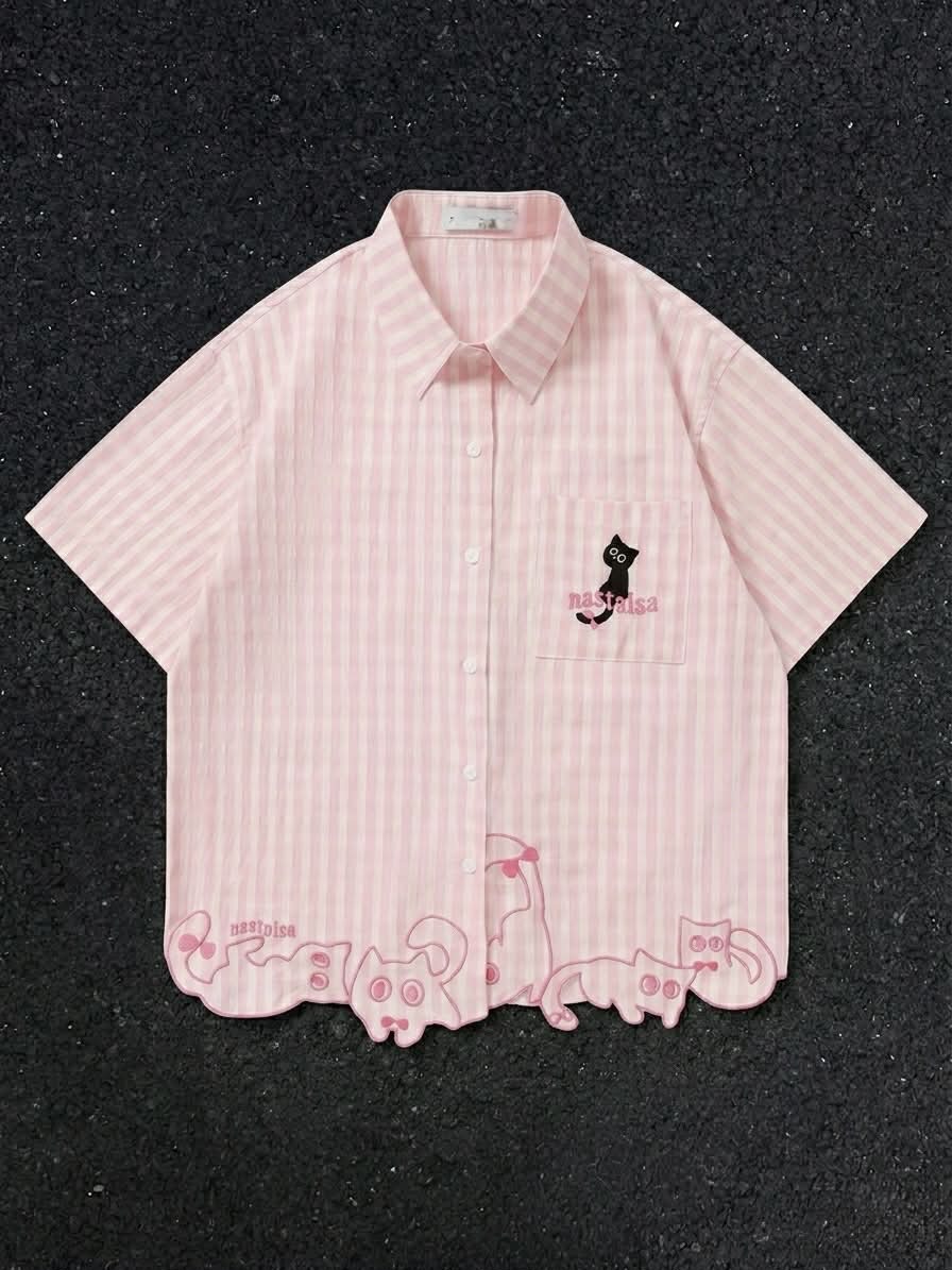 Gingham Short-Sleeve Button-Up Shirt