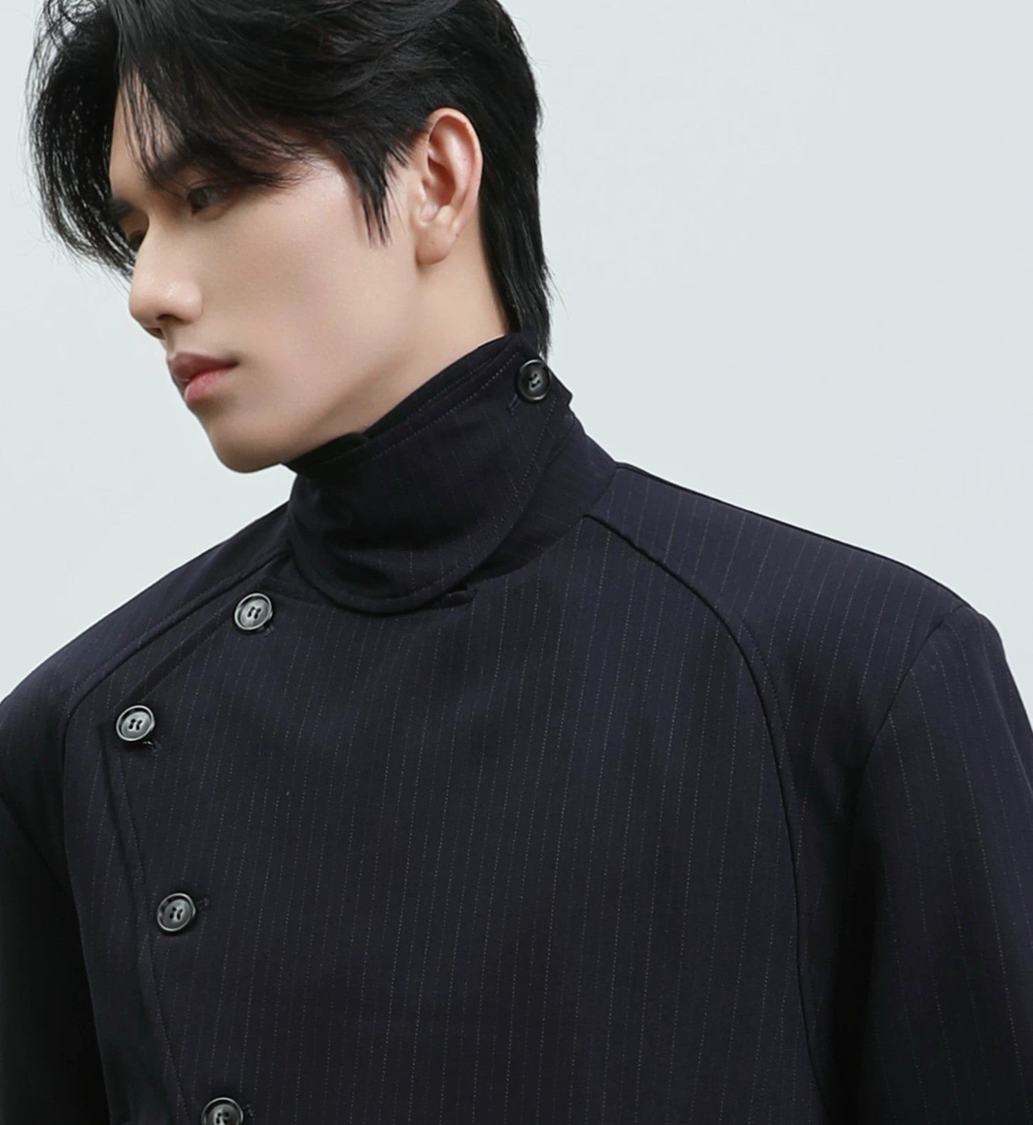 Asymmetrical High-Neck Cropped Jacket