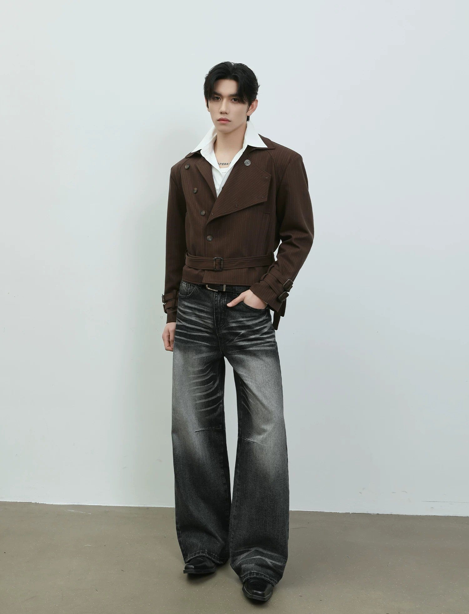 Asymmetrical High-Neck Cropped Jacket