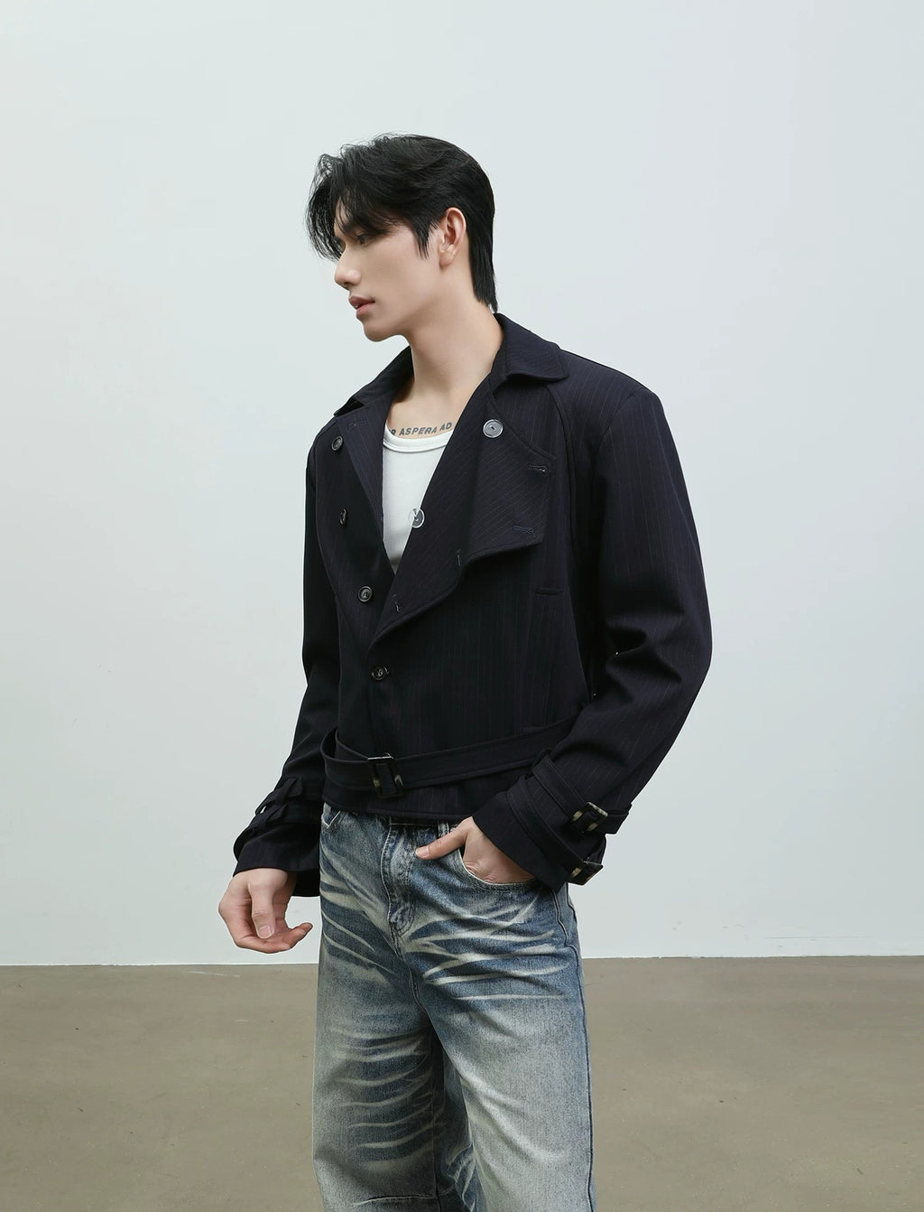 Asymmetrical High-Neck Cropped Jacket