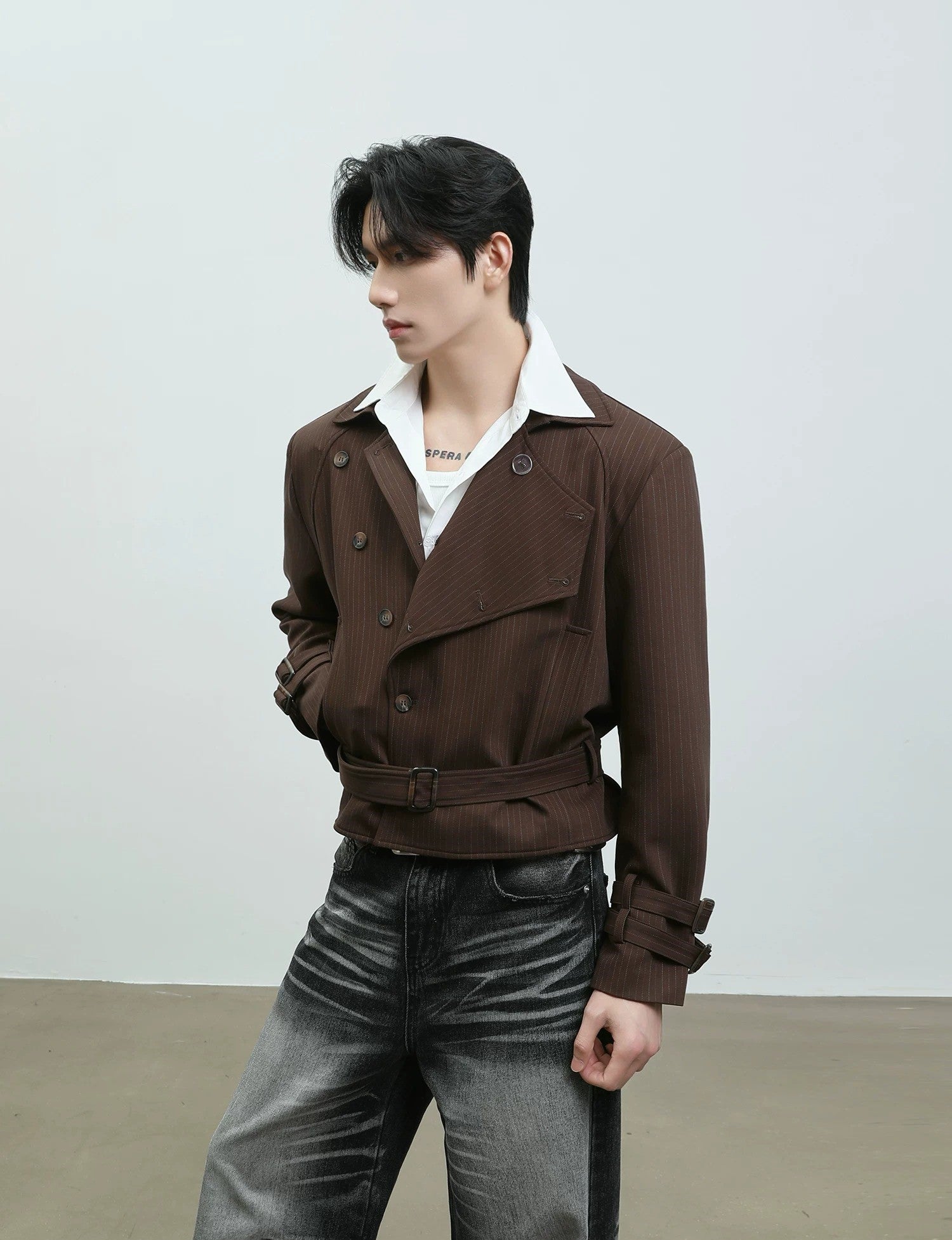 Asymmetrical High-Neck Cropped Jacket