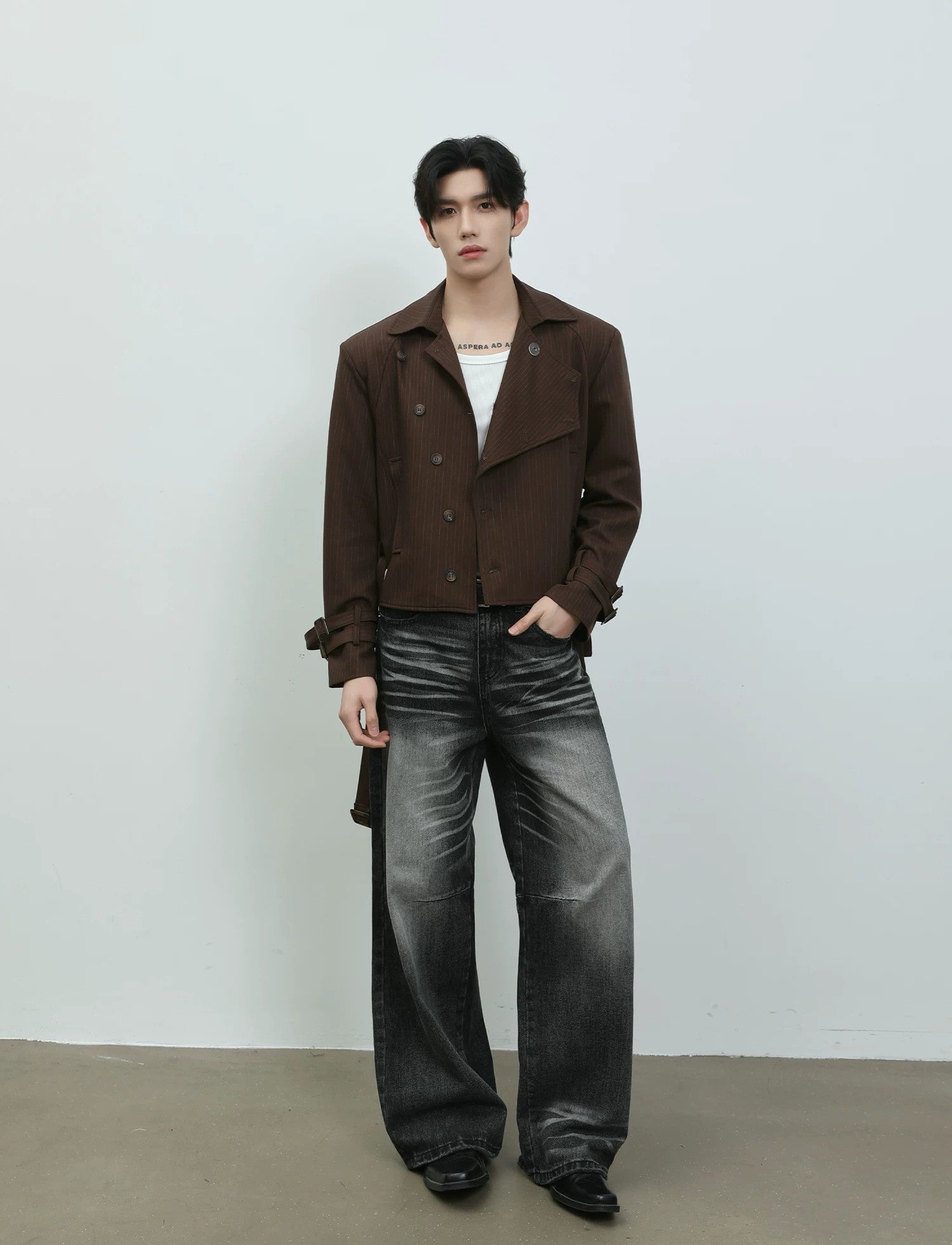 Asymmetrical High-Neck Cropped Jacket