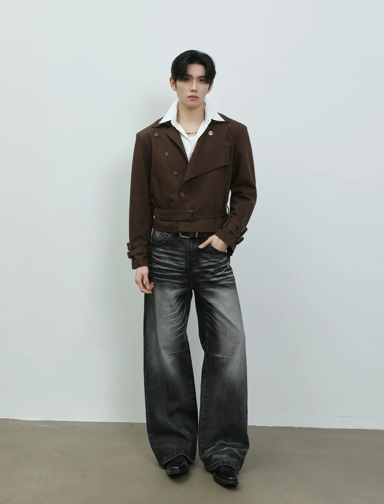 Asymmetrical High-Neck Cropped Jacket