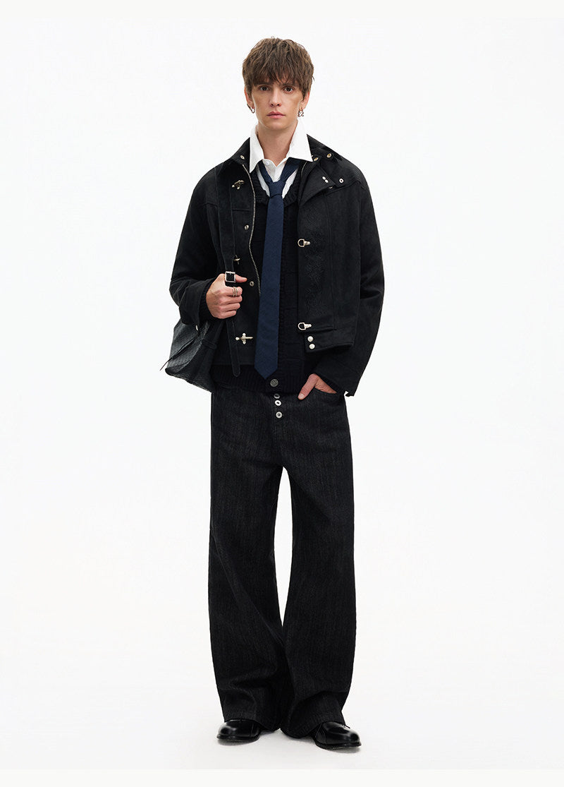 Fireman Jacket With Embroidery And High Neck