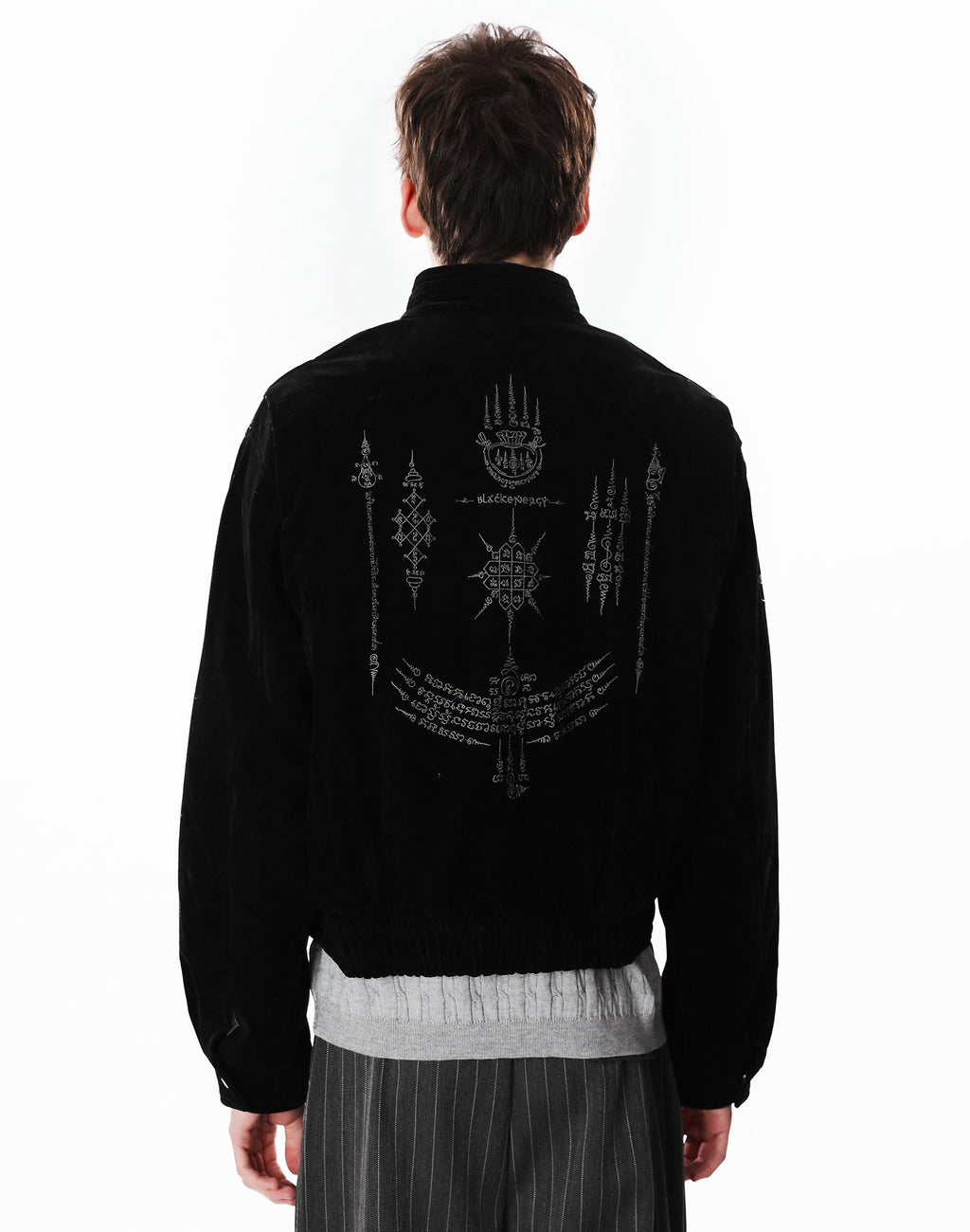 Vintage Suede Fireman Buckle Jacket with Sak Yant Embroidery