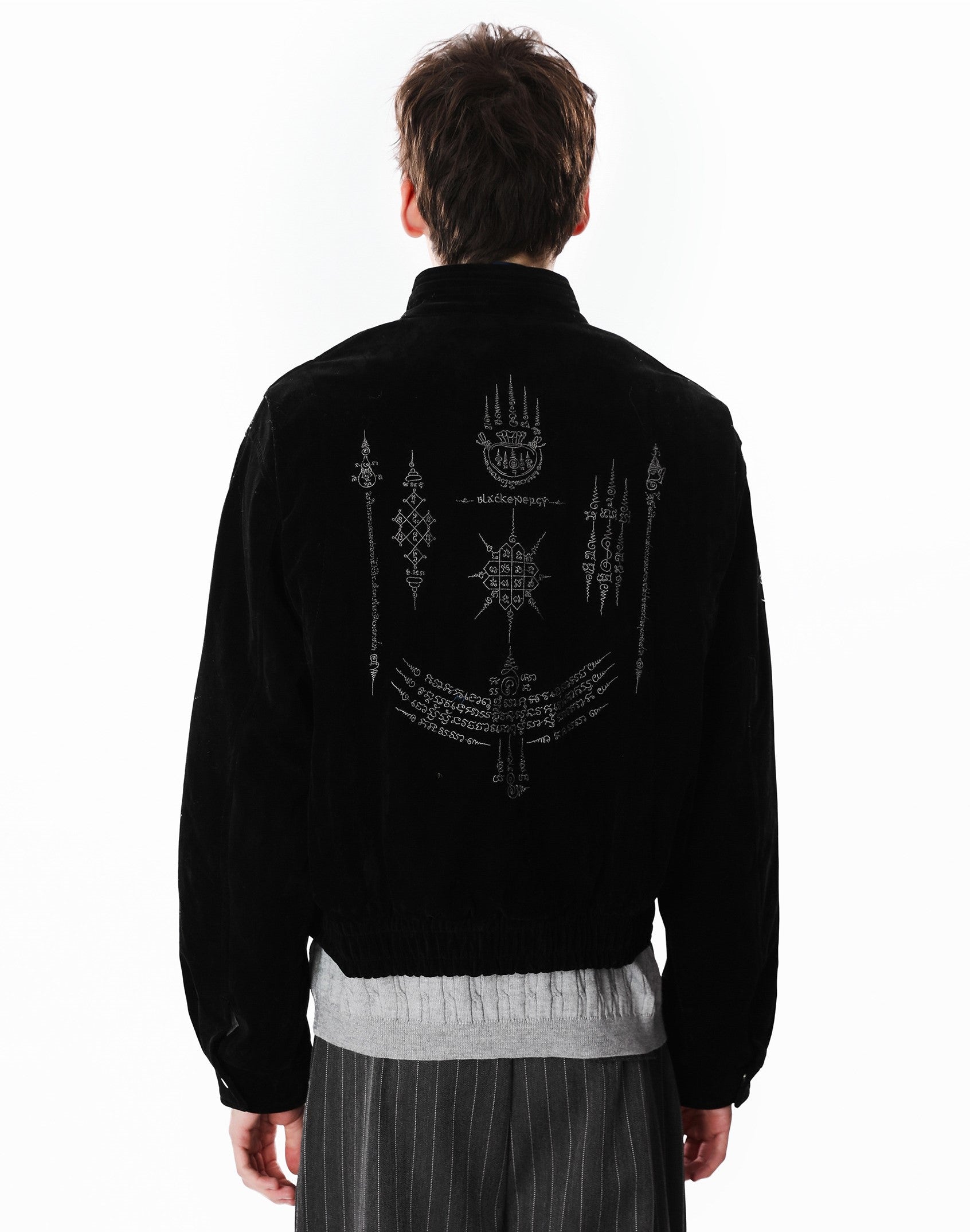 Vintage Suede Fireman Buckle Jacket with Sak Yant Embroidery