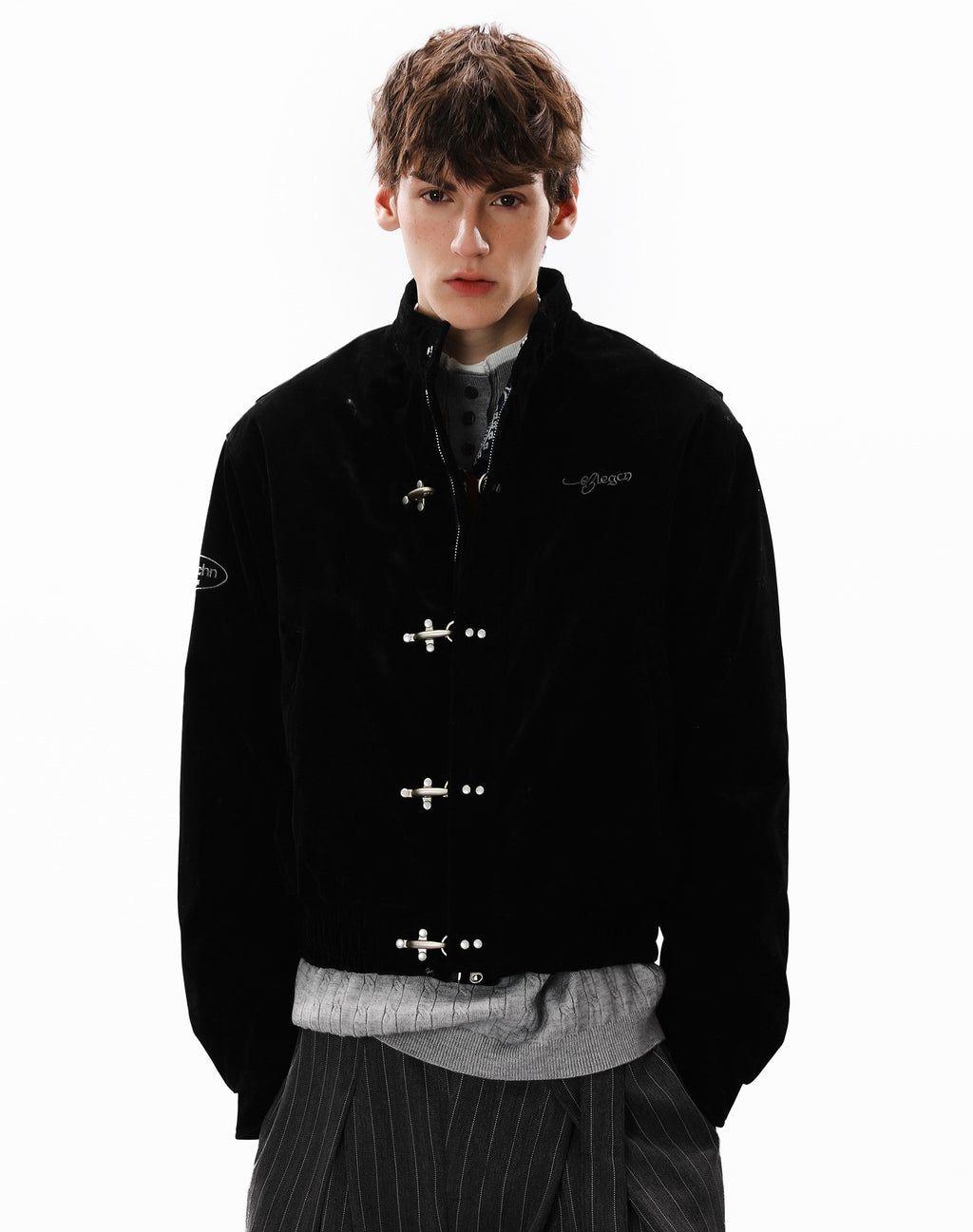 Vintage Suede Fireman Buckle Jacket with Sak Yant Embroidery