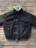 Fireman Clip Fur-Lined Suede Utility Bomber Jacket