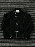 Black Denim Fireman Jacket with Contrast Stitching
