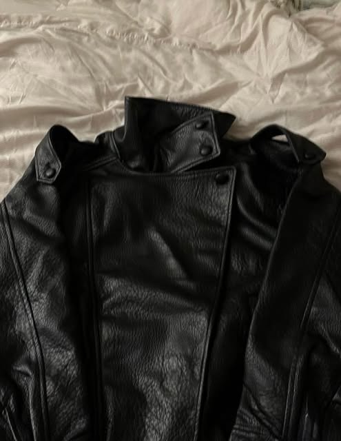 Asymmetric Snap-Up Leather Fencing Jacket