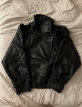 Asymmetric Snap-Up Leather Fencing Jacket