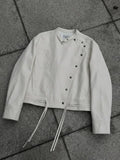 Drawstring-Hem Fold-Collar Fencing Jacket