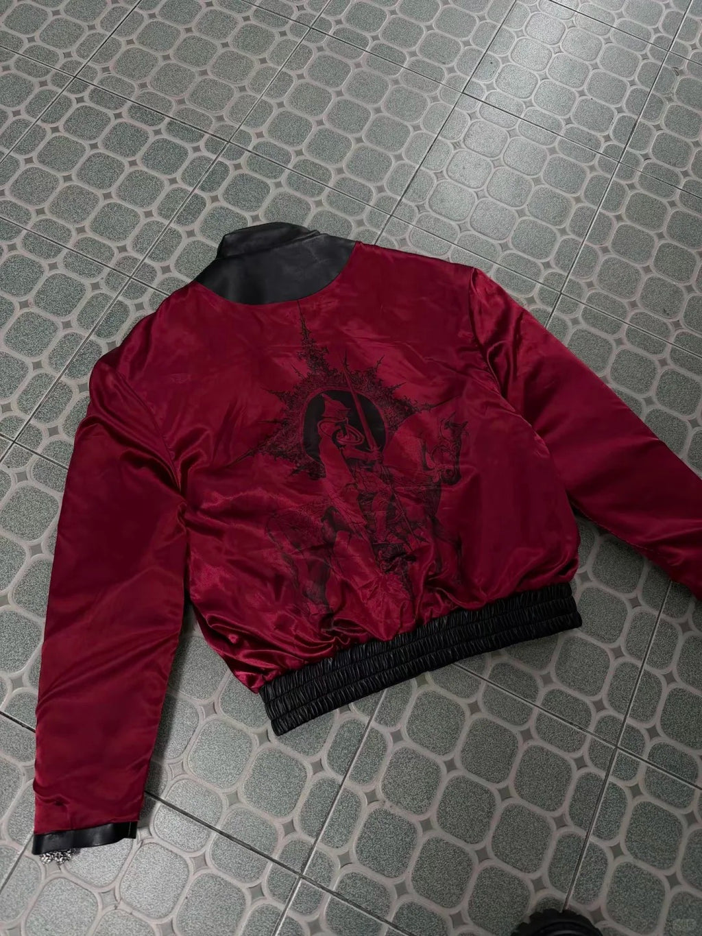 The Noir-Crimson Reversible Leather Jacket with Serpent-Skin Accents