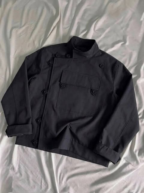Darkwear Button-Tab Flap Chest-Pocket Jacket