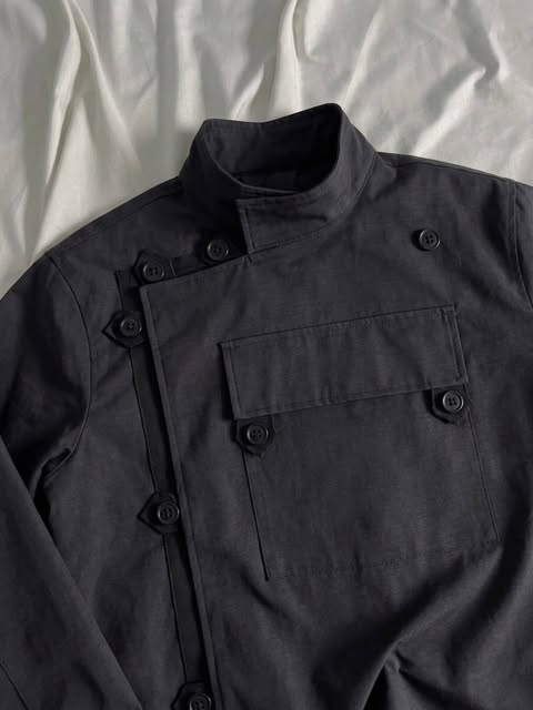 Darkwear Button-Tab Flap Chest-Pocket Jacket