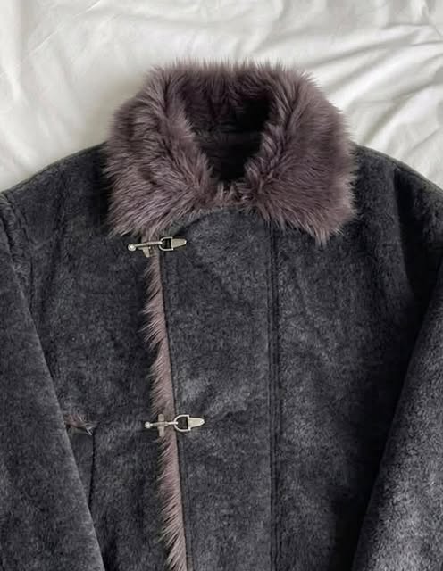 Gothic Fur-Lined Fireman Buckle Bomber Jacket