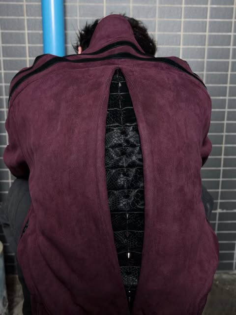 Asymmetric Snap Suede Utility Jacket