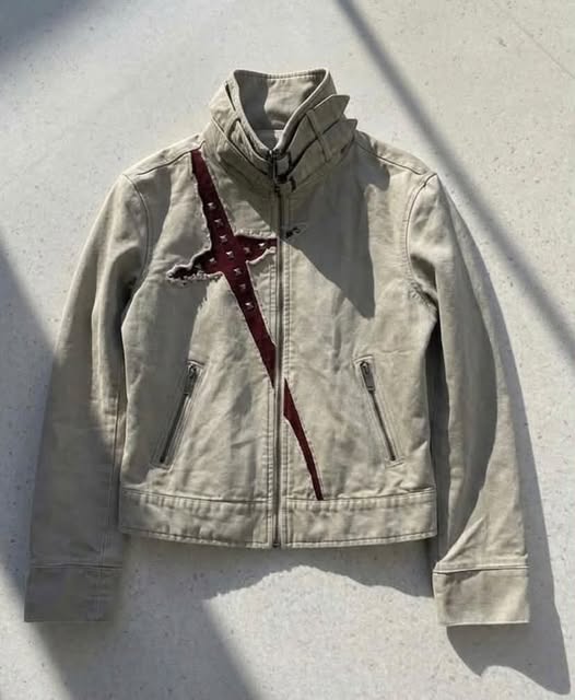 Y2K Gothic Buckled Funnel-Neck Studded Slash Jacket