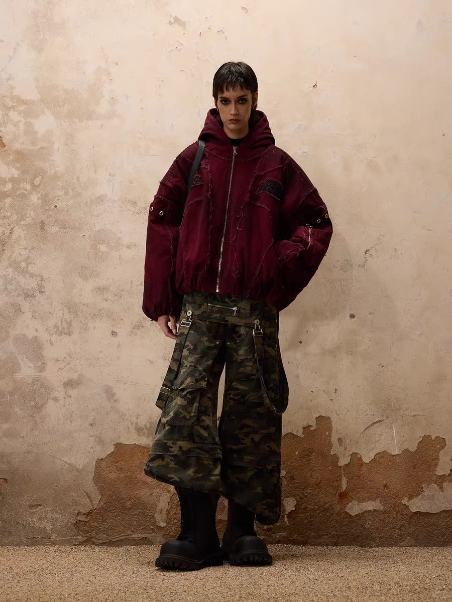 Deconstructed Patchwork Zip-up Hoodie