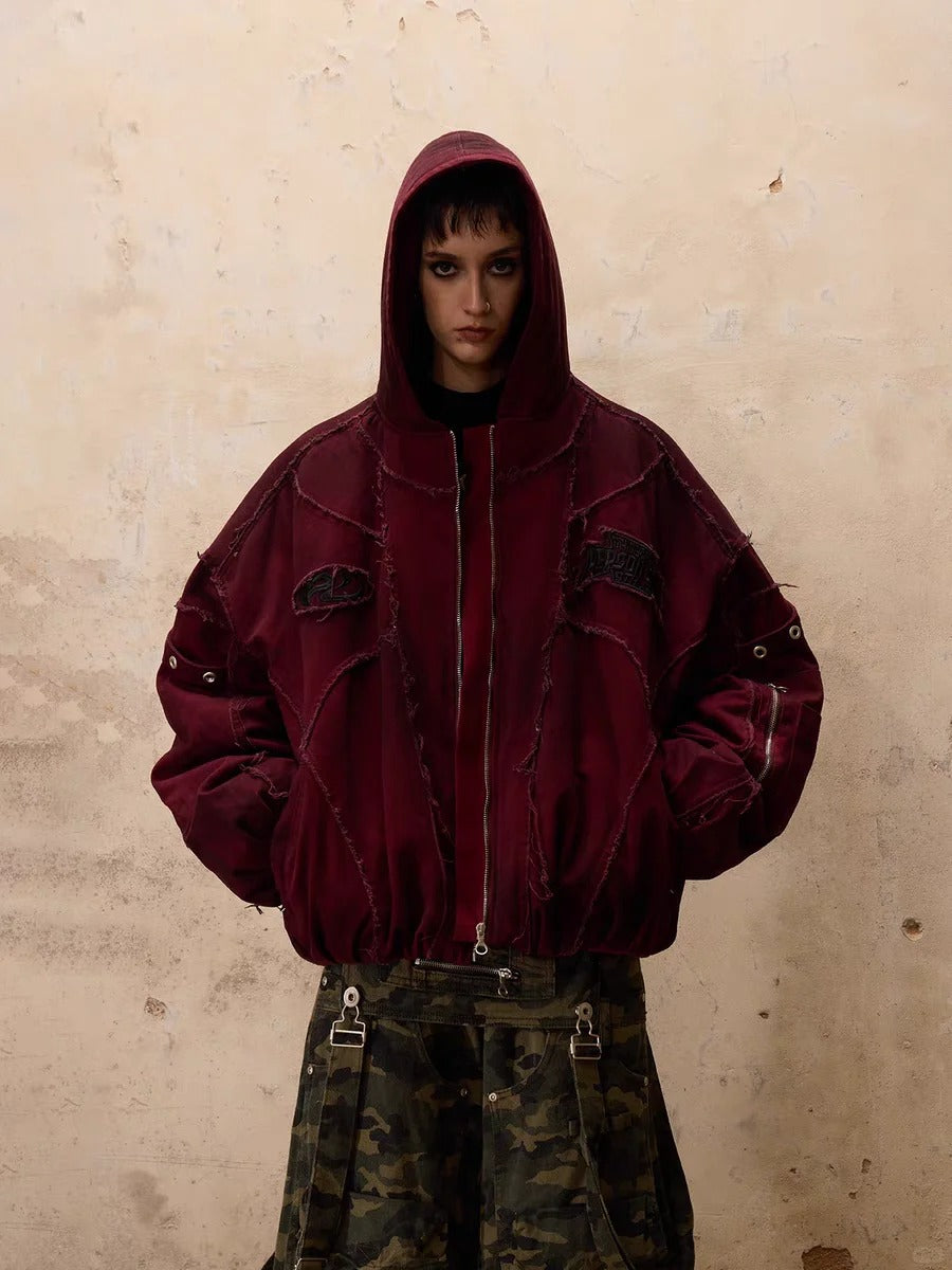 Deconstructed Patchwork Zip-up Hoodie