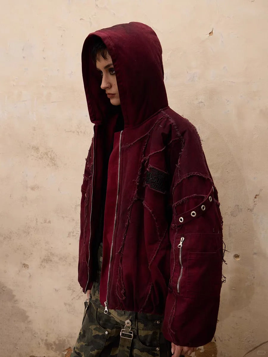 Deconstructed Patchwork Zip-up Hoodie