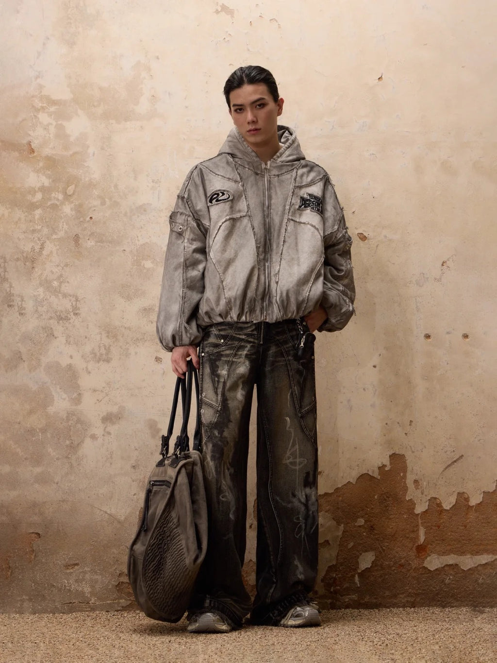 Deconstructed Patchwork Zip-up Hoodie