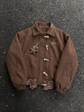 Scalloped Cat Hem Suede Toggle Jacket