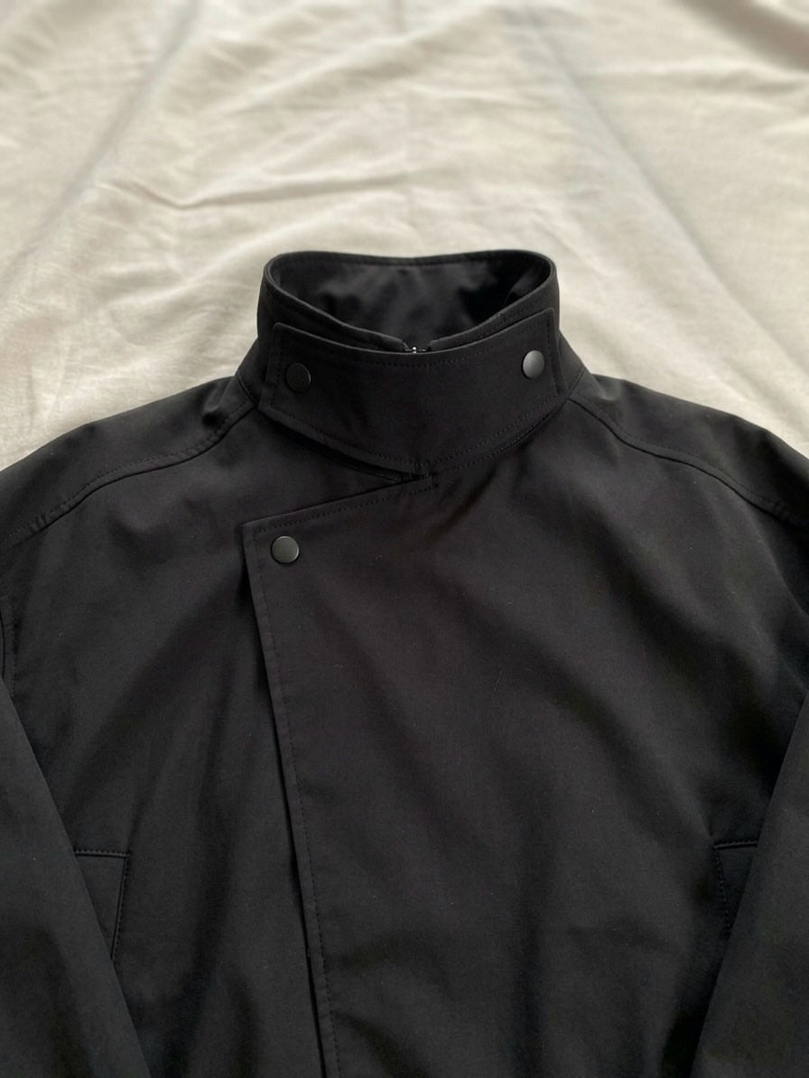Asymmetric Snap-Button High-Neck Jacket