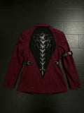 Cyber-Sigilism Back-Graphic Buckled Arm-Strap Blazer