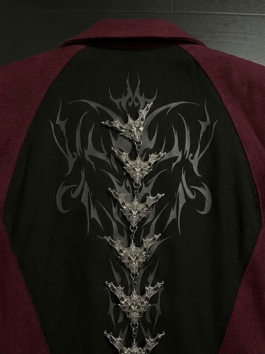 Cyber-Sigilism Back-Graphic Buckled Arm-Strap Blazer