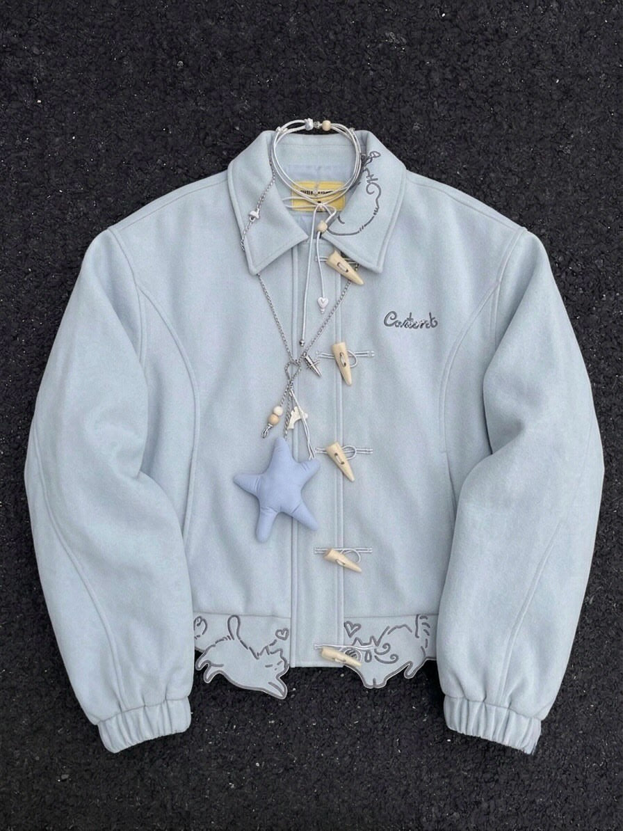 Scalloped Cat Hem Suede Toggle Jacket