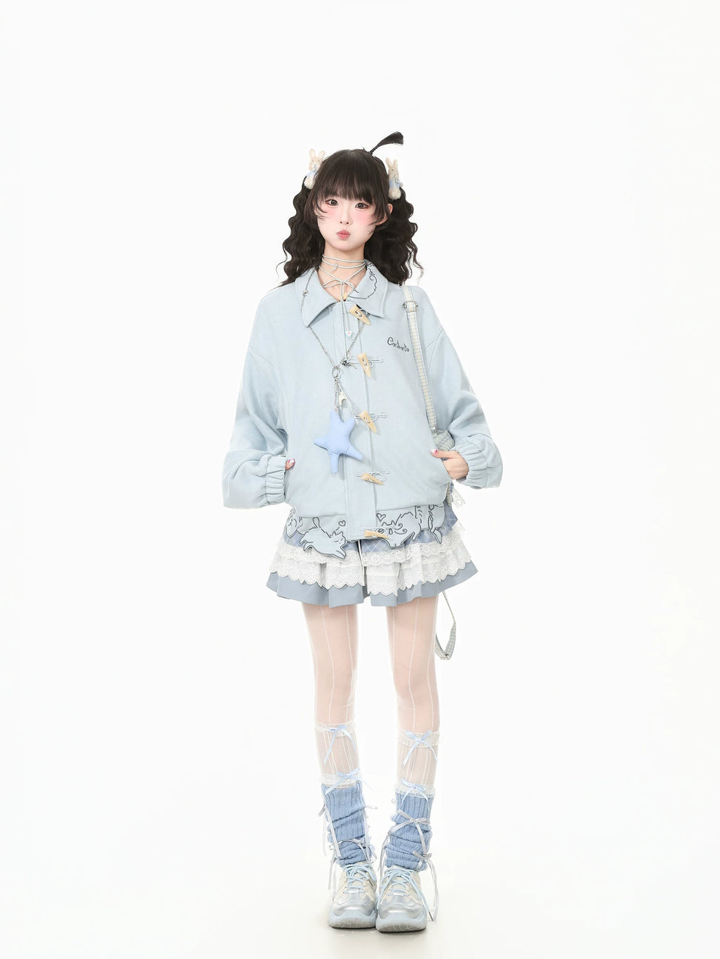 Scalloped Cat Hem Suede Toggle Jacket