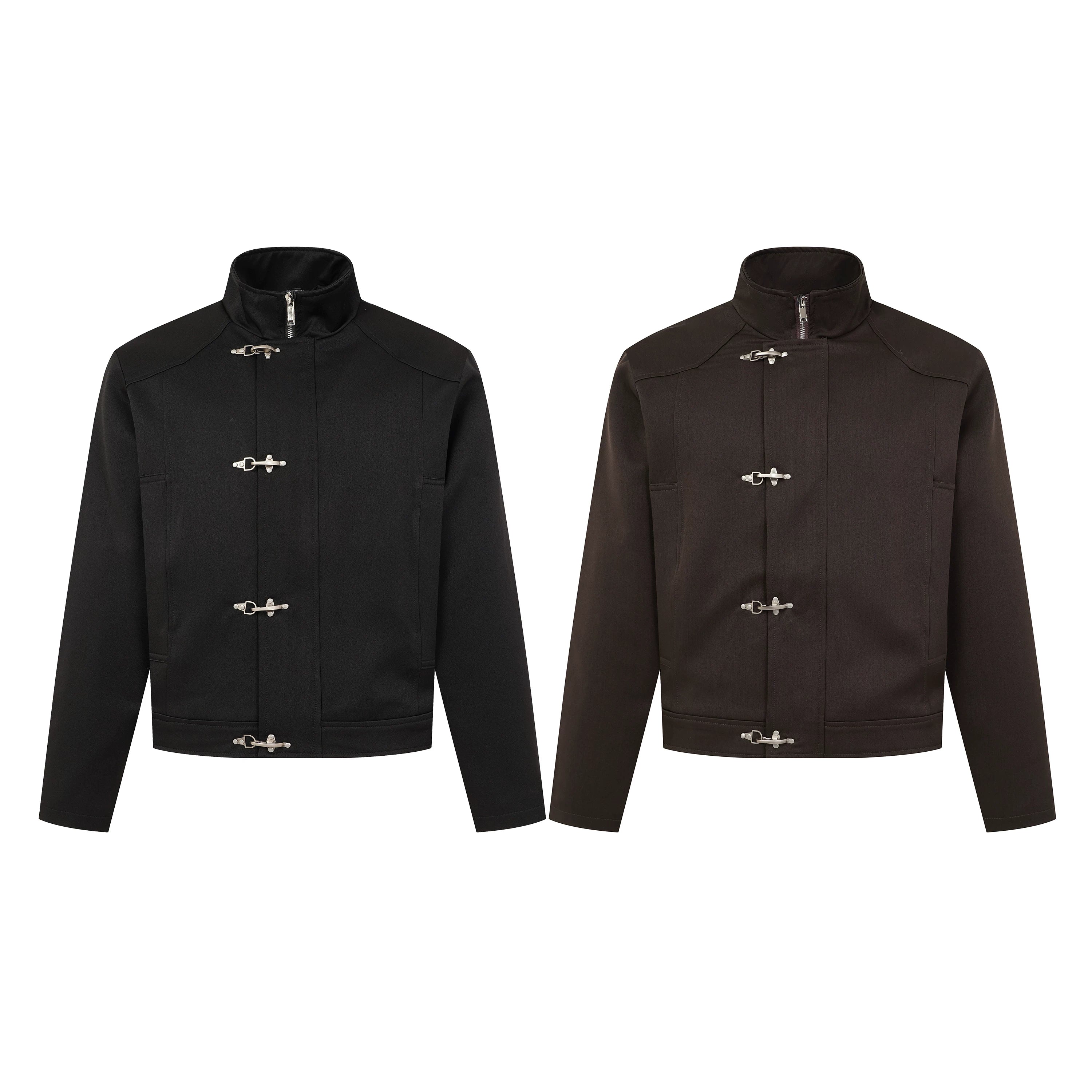 Metal Clasp Closure Stand-Collar Jacket