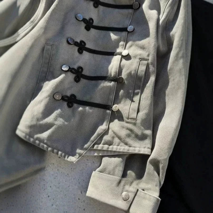 Frogged Military Canvas Officer Jacket
