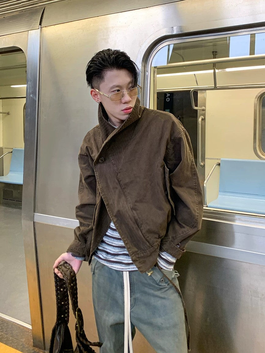 Darkwear Shawl-Collar Asymmetric Flight Jacket