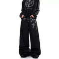 Gothic Cross Wide-Leg Jeans