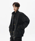 Leather Fireman Clasp Stand-Collar Jacket